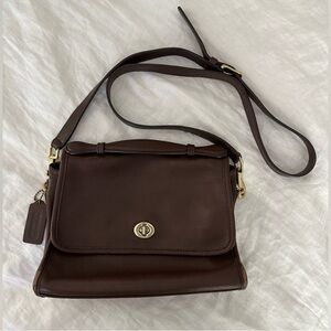Vintage Coach Court Bag (Style #9870) in Mahogany brown leather